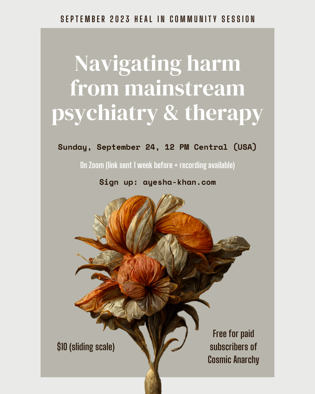 Navigating harm from colonial psychiatry & therapy- September 2023 Heal in Community Session